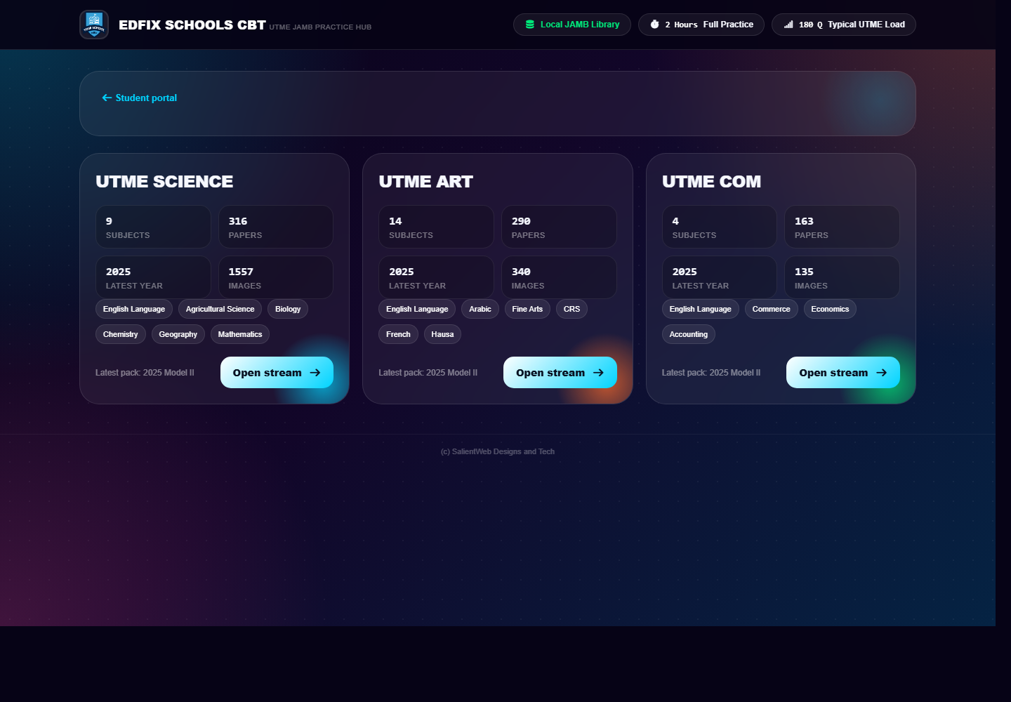 EDFIX CBT JAMB practice screenshot